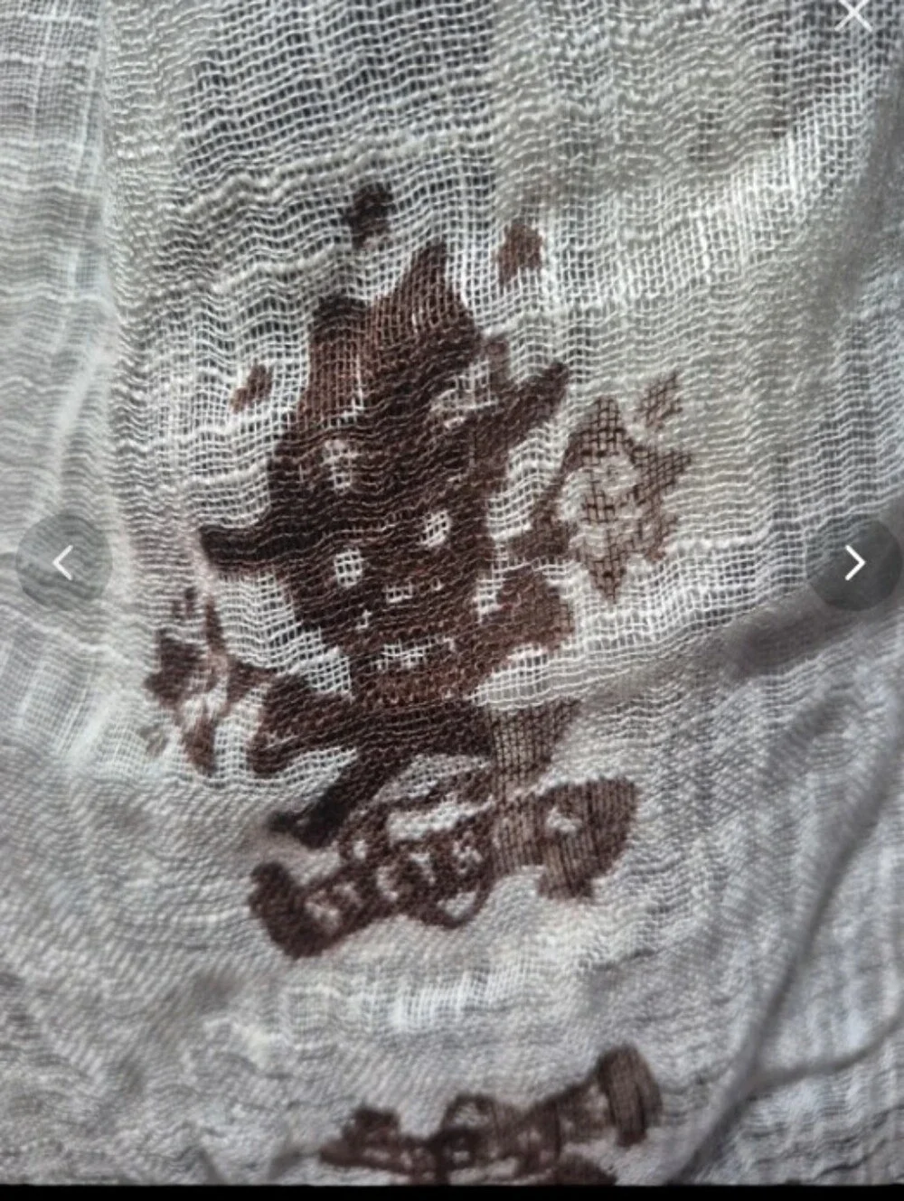 Stetson Light Cream & Brown Skull & Crossbones Printed Fringe Lightweight Scarf